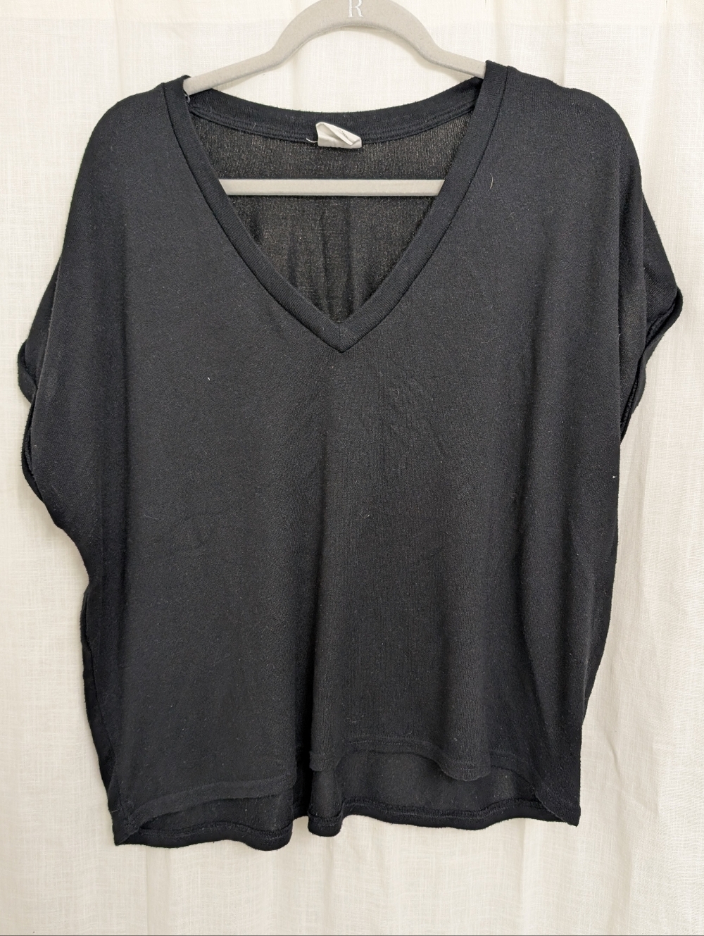 Mod Ref Black V Neck Lightweight Knit Top Large